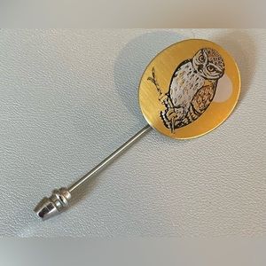 3 for $30 Vintage Reed & Barton Damascene Silver Gold Tone Owl Stick Pin Signed
